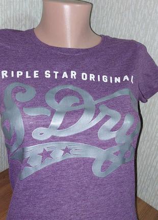 Крутая фиолетовая футболка с фирменным принтом superdry made in turkey4 фото