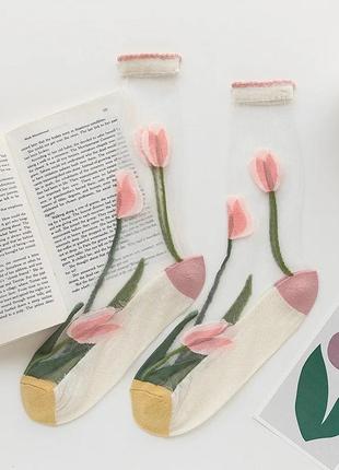 Носки с цветами тюльпаны4 фото