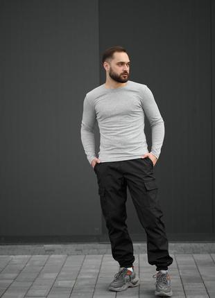 Мужские демисезонные тактические повседневные спортивные штаны карго черные10 фото