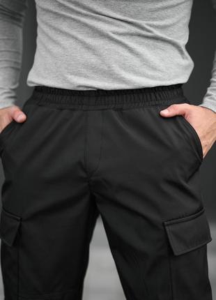 Мужские демисезонные тактические повседневные спортивные штаны карго черные8 фото