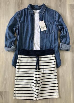 Класні шорти в смужку та з якорями h&m на хлопчика 9-10 років.