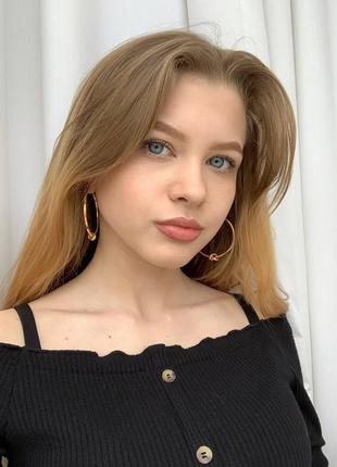 Серьги кольца под золото / сережки кольцами с узелками / серьги селин позолота