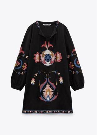Сукня вишиванка zara з бавовни та льону