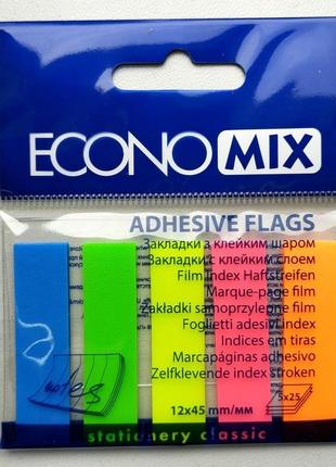 Стикер-закладка economix neon plastic 12х45mm. 125шт #20945