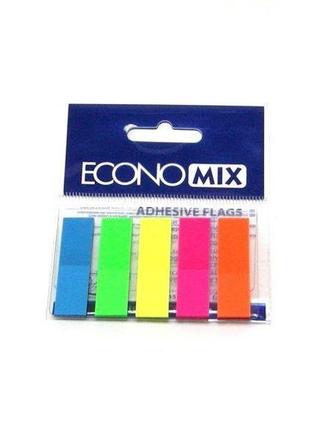 Стикер-закладка economix neon plastic 12х45mm. 125шт #20945