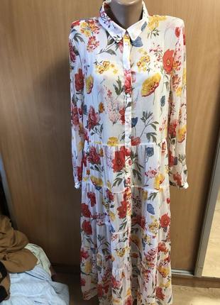 Шифонова повітряна ярусна сукня-сорочка