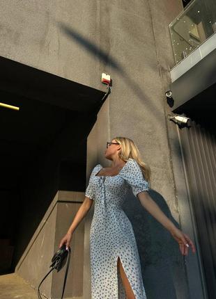 Женское платье-миди с разрезом черная белая розовая4 фото