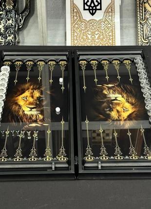 Нарды из стекла, лев, 61×27×5 см, арт. 250091