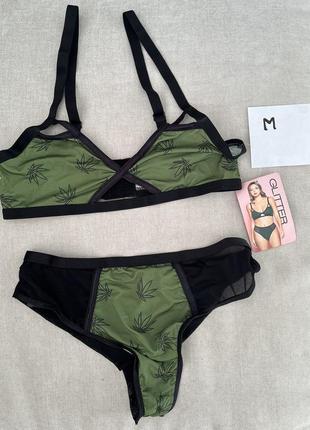 Купальник черно-зеленый м