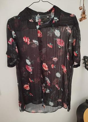 Прозрачная блузка с цветочным принтом zara