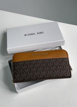 Гаманець michael kors wallet brown/ginger, жіночий шкіряний гаманець, портмоне, кожаный кошелёк