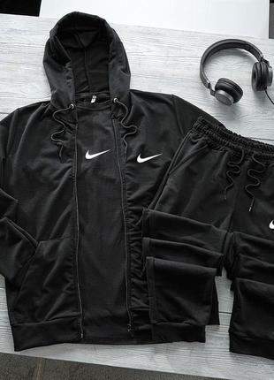 Чоловічий спортивний костюм nike 3в1 кофта + штани + футболка| осінній спортивний костюм найк на хлопця якісна бавовна