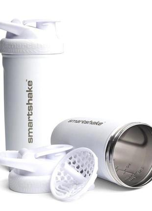 Шейкер спортивний smartshake металевий reforce stainless steel 30oz/900ml white pro950