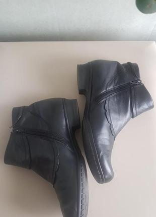 Кожаные демисезонные ботинки черные ботильены на низком каблукеgabor 53 фото