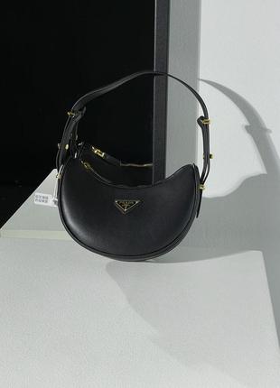 Prada arque leather shoulder bag black4 фото