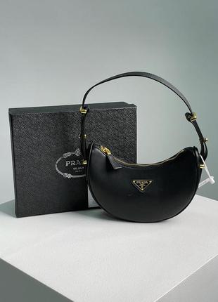 Prada arque leather shoulder bag black8 фото