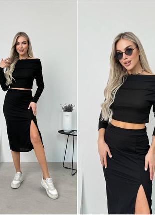 Костюм юбка и топ рубчик2 фото