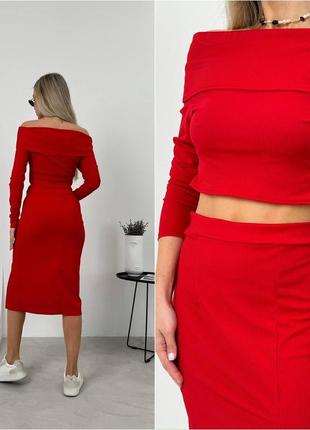 Костюм юбка и топ рубчик5 фото