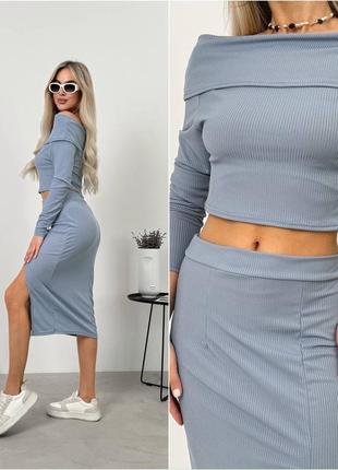 Костюм юбка и топ рубчик6 фото