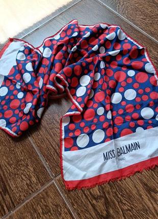 Вінтажний шовковий шарф в горошки франція шовк soie miss balmain paris