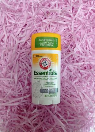 Натуральний прозорий дезодорант стік arm & hammer essential  без запаху 71 г