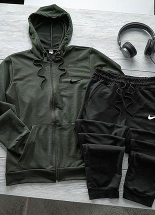 Чоловічий спортивний костюм nike на осінь кофта на блискавці + штани | осінній спортивний костюм найк