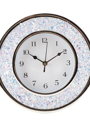Настінний годинник з декором із гліттера ø 25 в сріблястому корпусі