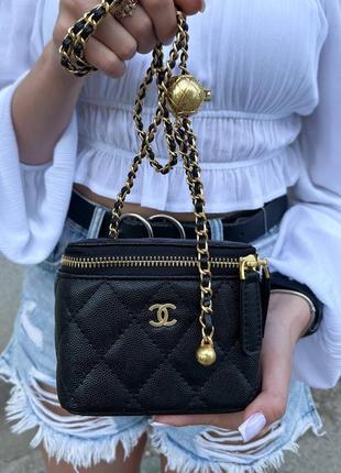 Чорна міні сумочка шанель жіноча маленька сумка chanel брендова чорна сумочка люкс якості