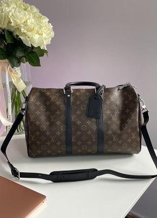 Louis vuitton keepall bandouliere 45 brown canvas (3 фото