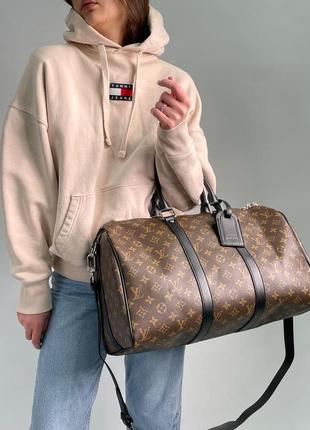 Louis vuitton keepall bandouliere 45 brown canvas (5 фото