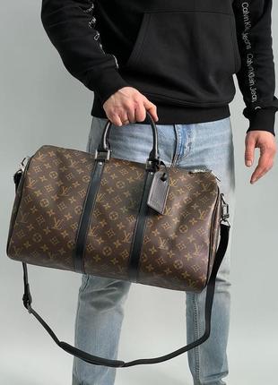 Louis vuitton keepall bandouliere 45 brown canvas (4 фото