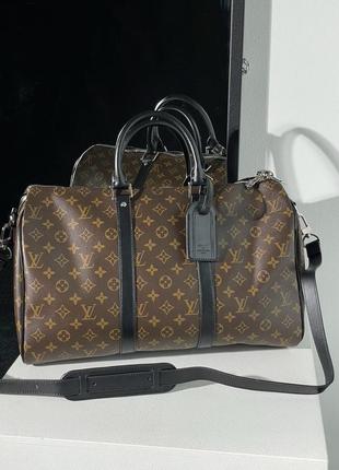 Louis vuitton keepall bandouliere 45 brown canvas (8 фото
