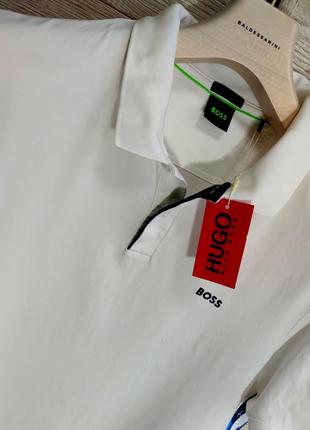 Чоловіча модна футболка поло hugo boss оригінал германія в білому кольорі розмір l5 фото