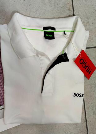 Мужская модная футболка поло  hugo boss оригинал германия в белом цвете размер l4 фото