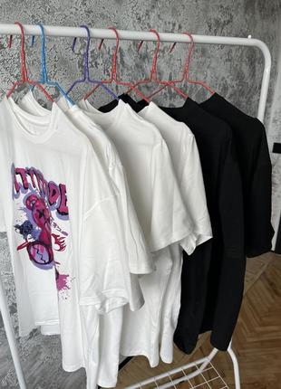 Новые базовые футболки с принтом, черная и белая футболка