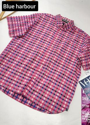 Чоловіча сорочка в клітинку з короткими рукавами від бренду blue harbour l