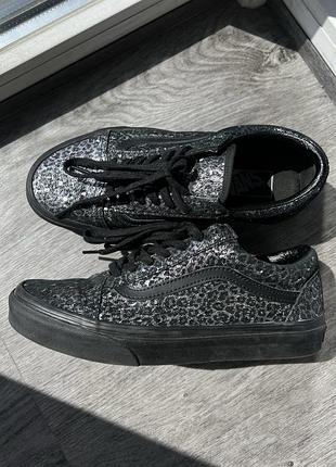 Кеды vans, черные, серебряные, 38, 37 р.