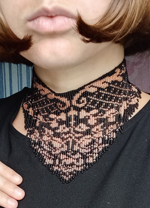 Чокер черный украинский готический из бисера