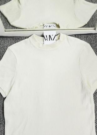 Нова бежева футболка у рубчик zara5 фото