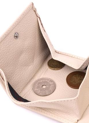 Маленький женский кошелек с монетницей из натуральной кожи karya 21377 молочный6 фото