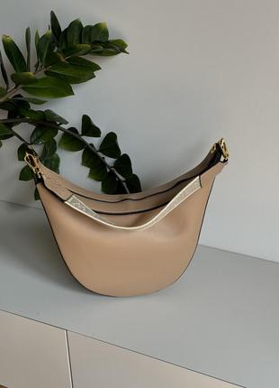 Loewe luna leather shoulder bag in beige, женская кожаная сумка, женская кожаная кожаная сумка