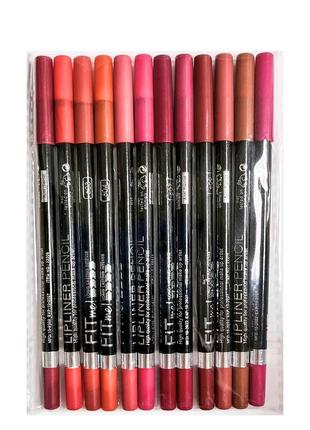 Набір олівців для губ натуральні кольори fit me! lipliner pencil 12 штук2 фото