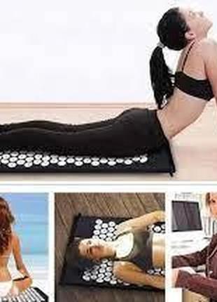 Акупунктурний масажний килимок екомат для спини/ніг з подушкою (валик)8 фото