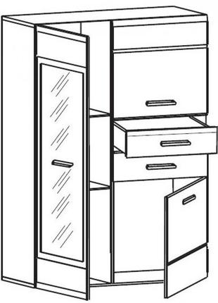 Пенал-вітрина гербор вушер reg1w2d2s l/p німфея альба + білий глянець (grb-1059)