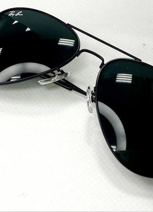 Очки солнцезащитные унисекс авиаторы rayban в тонкой черной металлической оправе