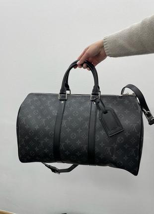 Louis vuitton keepall 45 eclipse grey3 фото