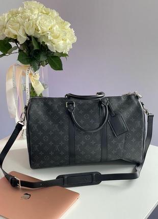 Louis vuitton keepall 45 eclipse grey5 фото