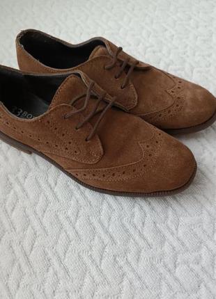 Стильные натуральные туфли долгов оксфорды для мальчика