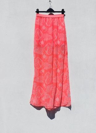 Яскрава гелева рожева спідниця з високими розрізами h&m