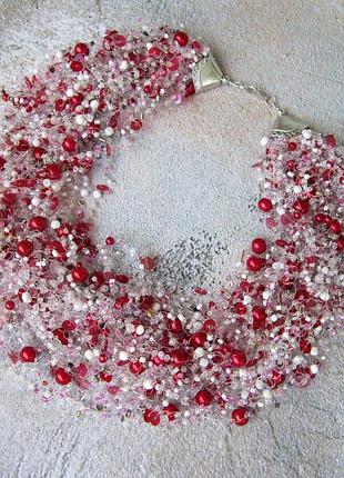 Бусы из бисера и жемчуга майорка "вишневый джем"
